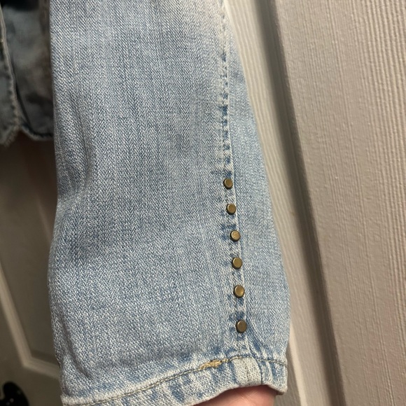 Vtg Y2K Star Denim Jacket Light Wash Studded Sz XL - Picture 5 of 15
